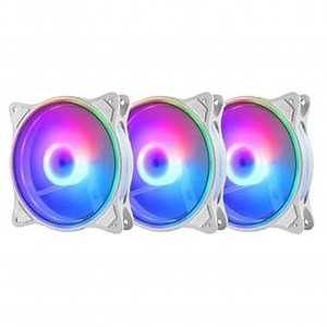 120mm White LED PC Fans 3Pack - High Airflow RGB Gaming Fan 4Pin PWM & 5V 3PIN Addressable, 800-1800RPM Quiet Cooling Triple Light Loop Motherboard Aura SYNC for Computer Case/Liquid Radiators