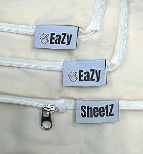 Eazy Sheetz® Short Queen Zipper Sheets – Stay On Fitted Sheets | Quick Zip Zip-On Sheets & Bedding for RVs & Standard Beds (Vanilla) Silky Cotton - Queen Short 60X74X14 (13-15 inch Depth) SHQ14V