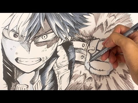 【僕のヒーローアカデミア】轟焦凍 描いてみた【一発描き】speed drawing my hero academia
