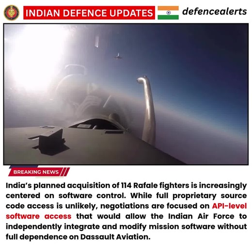 IDU on Instagram: "India’s planned acquisition of 114 Rafale fighters is increasingly centered on software control. While full proprietary source code access is unlikely, negotiations are focused on API-level software access that would allow the Indian Air Force to independently integrate and modify mission software without full dependence on Dassault Aviation."