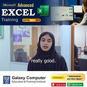 💼 Master Advanced Excel & Microsoft Office Skills! 📊✨ Upgrade your productivity and career potential with our Advanced Excel & Microsoft Office Course at Galaxy Computer Education, Abu Dhabi. What You’ll Learn: ✅ Advanced Excel – Formulas, PivotTables, Charts, Data Analysis, Macros ✅ Microsoft Word – Professional document formatting ✅ Microsoft PowerPoint – Impactful presentations ✅ Microsoft Outlook – Email & calendar management 🎓 Hands-on training | Real-world projects | Certification inclu