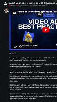 New Roblox Rewarded Ads Update Explained #roblox #shorts