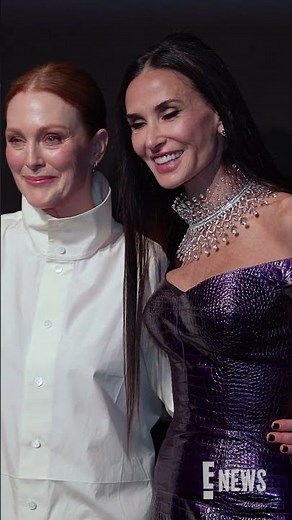 Julianne Moore and Demi Moore embrace at the Kering Women In Motion Awards in Cannes.