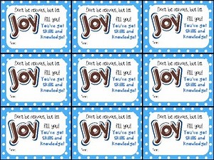 Almond Joy Testing Motivation Treat Tag- Don't be nervous, but let joy fill you!
