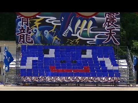 2014 八幡高校体育大会 青応援合戦（人文字パネル）
