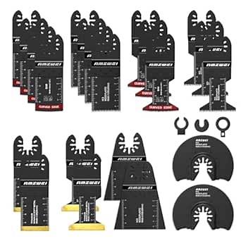22PCS Titanium Oscillating Tool Blade, Professional Bi-Metal Multitool Blades Kits for Wood Nails, Metal, Plastic, with Japanese Teeth Compatible with Dewalt Milwaukee Bosch Ryobi