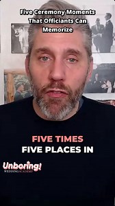 Memorizing the whole ceremony isn't necessary for officiants. But a few key moments feel better when they’re delivered from memory. The opening. The arrival question. The pronouncement. The closing. The final presentation. See the full breakdown of all five here: https://www.youtube.com/watch?v=0i5j78beSoU&t=263s | Unboring Wedding