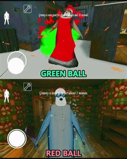 Granny Christmas vs Green Red Balls #granny #horrorgame