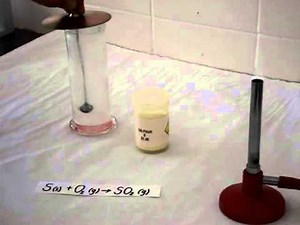 Sulfur burns in oxygen
