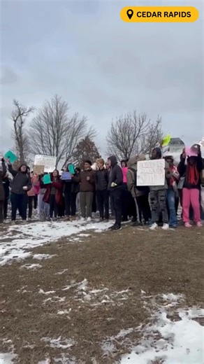 Around 100 Washington High School students walked out of school to protest ICE around noon Friday. | KCRG-TV9