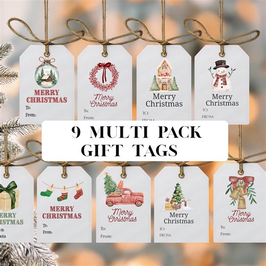 Christmas Gift Tags Printable: Multi-pattern Holiday Tags for Family, Neighbor, and Ministering Gifts - Etsy