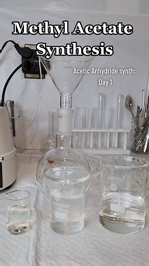 Methyl Acetate Synthesis: Part 1 of Acetic Anhydride Synthesis #chemistry #science #organicchemistry #organic #methanol #reaction #synth #acid #distill