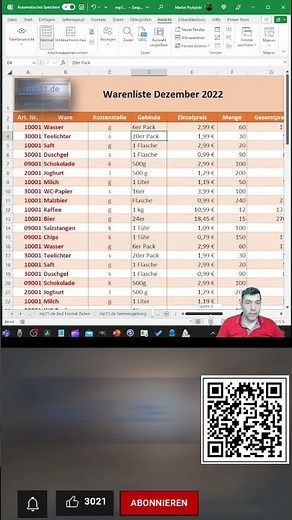 Excel: Überschriften beim Scrollen sichtbar lassen: Fenster Fixieren