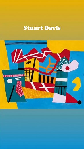 Stuart Davis (1892–1964) was a key figure in American modernist painting. His work is renowned for blending European modernist influences with distinctly American themes. Here are his main features as a painter: 1. Bold Colors and Geometric Abstraction • Davis used vivid, contrasting colors in flat, hard-edged shapes to create vibrant compositions. • His works are often geometric, with interlocking forms that give the impression of motion and energy. 2. Jazz Influence • He was deeply inspired by