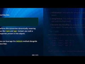 How to Dynamically Convert an Array of Objects into an Object in JavaScript