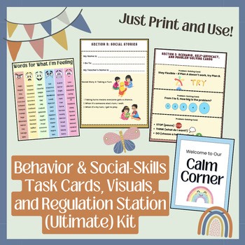 Behavior & Social-Skills Task Cards, Visuals, and Regulation Station Kit