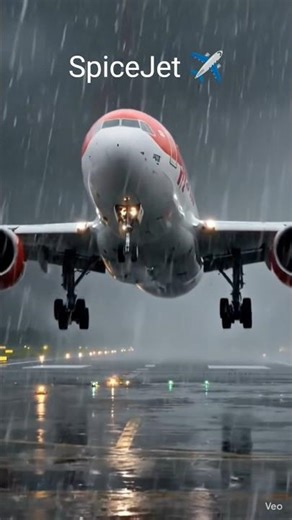 SpiceJet Landing in Rain ✈️🌧️ | Monsoon Landing India 😳spicejet, #airplane #aviation #landing #take