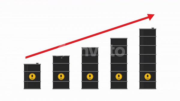 Flat Design Oil Barrels Rising Trend Chart Animation