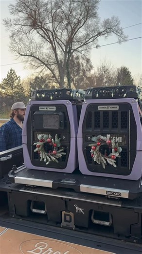 Justin Floyd on Instagram: "Why was I the only one in PJ’s?! • • • @gunnerkennels are strapped down and we’ve got a four hour drive ahead. Light work for the ladies in their kennels. First time really traveling anywhere on Christmas Day, but I’m glad the dogs get to come along. . . #gunnerkennels #kennels #dogkennel #dogs #gsp #puppy #christmas"