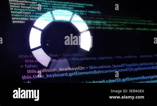 Rotating loading symbol animation over computer code with blue and purple text. technology, digital, progress, data, processing, futuristic Stock Video Footage - Alamy