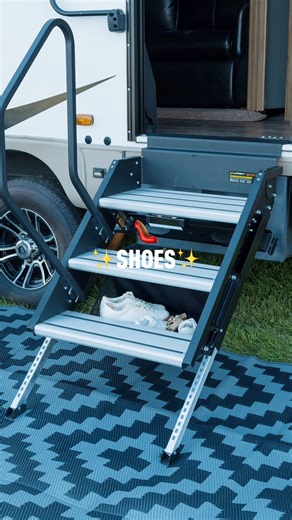 Solid Step. 🪜​ Shoe Organizer. 👞​ What more can ya ask for 👟​ #lippert #shoeorganizer #solidstep #rvcamping | Lippert