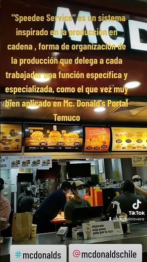 Speedee Service es un sistema inspirado en producción en cadena, como el aplican en Mc. Donald's