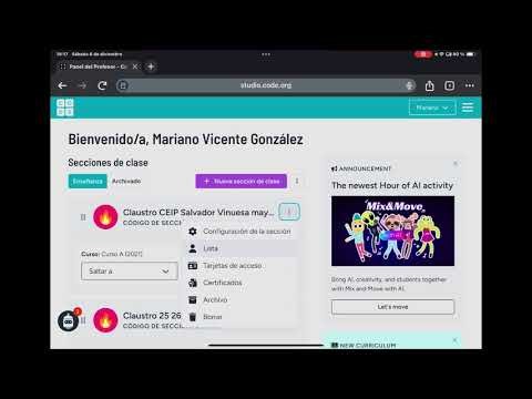 Escuela 4.0 - Code.org - Configurar la clase alumnado 2º y 3º ciclo de primaria.
