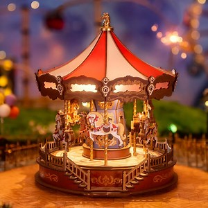 DIY Wooden Music Box Carousel – 3D Puzzle With Lights & Melody | Vintage Miniature Merry Go Round Gift Kit for Puzzle and Music Lovers - Etsy Canada