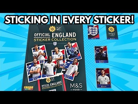 STICKING IN 100% COMPLETE COLLECTION INTO MY ALBUM! OFFICIAL ENGLAND PANINI & M&S STICKER COLLECTION