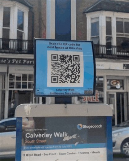 Have you seen these QR codes popping up on East Sussex bus stops? Wondering what they’re for? Simply scan the code for live and scheduled departure information about your bus. You can even tap through from the departure screen to our interactive map to find out information about any stop in the county, helping keep you informed about your journey. | East Sussex County Council
