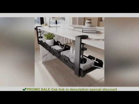 Telescopic Under Table Storage Rack Metal Cable Management Tray Home Office Desk Wire Organizer No P