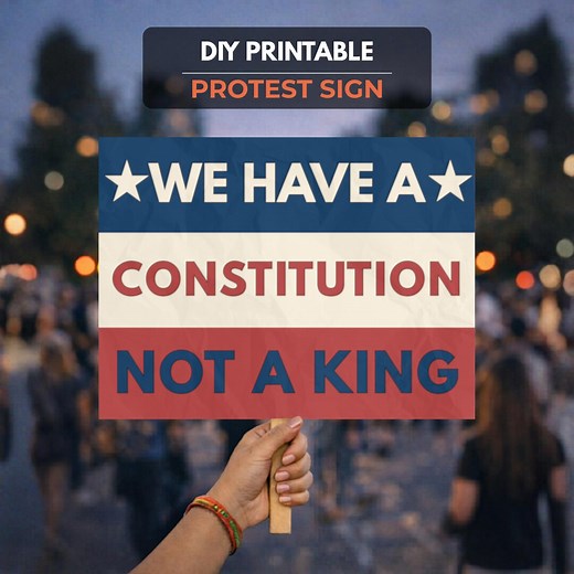No Kings Day Protest Sign, Trump Protest, Constitution Not King (digital Download) - Etsy
