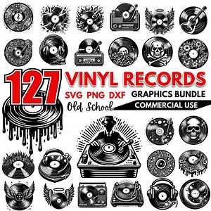 Vinyl Record SVG Bundle | Retro Music PNG | Cricut Vinyl Record Cut Files | Turntable DXF | Old School Music Clipart - Etsy