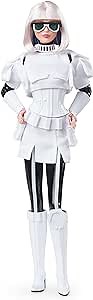 Barbie Collector Star Wars Stormtrooper x Doll (~12-inch) in Black and White Fashion and Accessories, with Doll Stand and Certificate of Authenticity