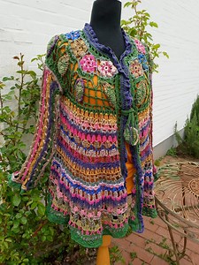 Crochet Hippie Jacket 70s Style,swinger Jacket Effektivs Details Slow Fashion Exclusive Dress Frida Clothing Flower Power Art Jacket Allice - Etsy