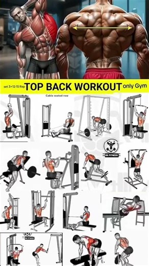 top back workout at gym for beginner 💪🔥 #shorts