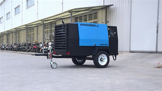 185Cfm柴油螺杆式空气压缩机便携式空气压缩机