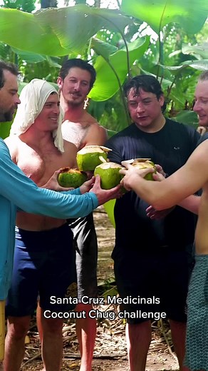 How fast could you chug a coconut? #coconutwater #santacruzmedicinals #theboys