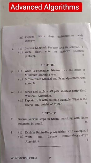 Advanced Algorithms #btech #bca #mtech #gate #computerscience #algorithms #algorithm #datastructures