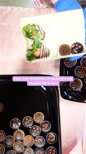 POV you built the perfect Valentine dessert box and now you look like a hero 💝🍓🍪 Stop by Busch’s and create your own dessert flight with chocolate covered berries, cookies, petit fours and more. Available in store until 3 today only. Don’t miss it! #ValentinesDay #DessertBox #SweetTreats #Buschs #ValentineDesserts | Busch's Fresh Food Market