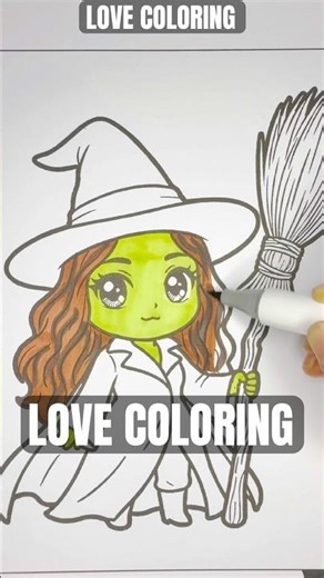 Coloring Chibi ELPHABA-WICKED#shorts #elphaba #wicked #cynthiaerivo #chibi #art