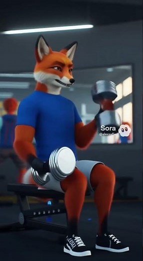 Fox exercising at the gym 🦊