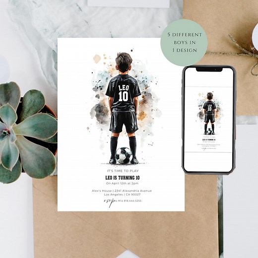 Editable Soccer Birthday Invitation: Football Party Evite Canva Template (digital Download) - Etsy