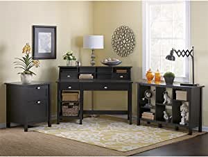 Broadview Computer Desk with Open Storage, Organizer, Bookcase and File Cabinet
