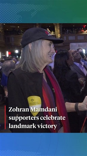Democracy Now! spoke with supporters celebrating Zohran Mamdani’s win in the New York City mayoral race Tuesday night. Tap the link in @democracynow's bio for more of our coverage. | Democracy Now!