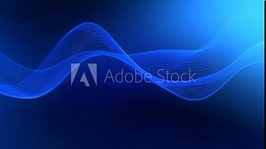 Blue wave on a blue gradient background. Vector water, liquid linear shape. The looped blue ribbon moves smoothly. Smooth fluorescent plastic line flowing. Wavy wiggle of blue digital stripe. Stock Video