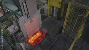 The process of melting copper in the furnace. The furnace with molten metal, the melting of copper in the furnace Stock Video