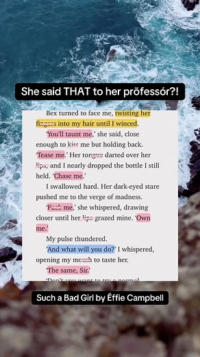 82 reactions | Such A Bad Girl by Ěffie Campbell Perfect for fans of:  Age Gap  Professor/Student  Obsession  Possessive Hero  Morally Grey MMC  Forced Proximity  Public play  “Touch Her and You’ll Pay” If you love books where the hero watches, claims, and can’t let go, this one will ruin you in the best way. | Effie Campbell: Dark Romance Author | Facebook