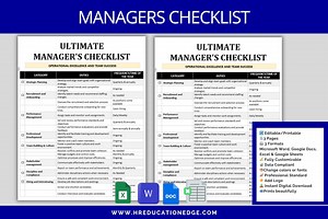 Manager Checklist: Team Oversight, Leadership Training (digital Download) - Etsy