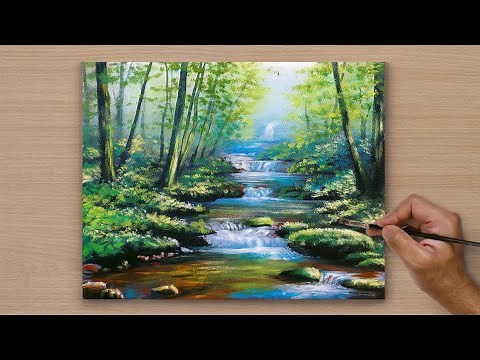 Draw a Morning landscape / Acrylic landscape painting / Art paintings